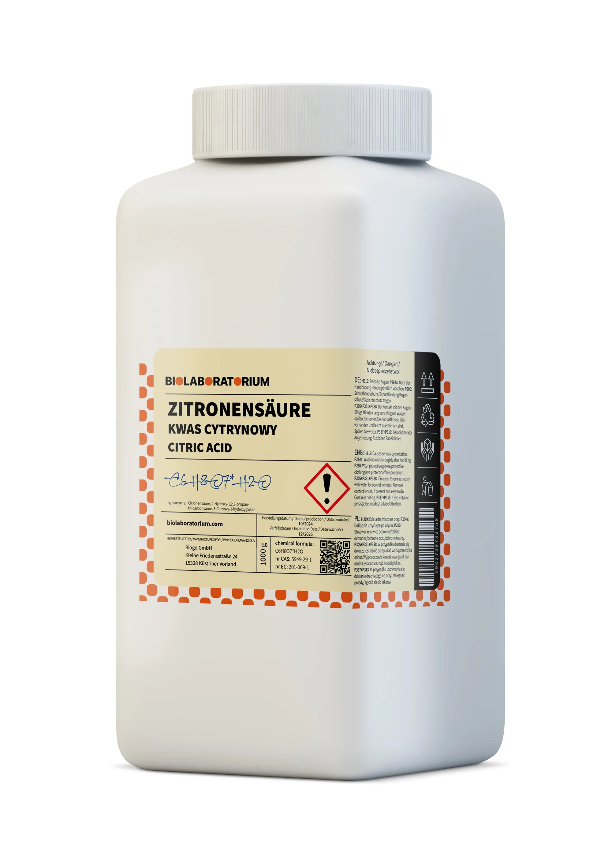 Zitronensäure 25 kg BIOLABORATORIUM - Biolaboratorium