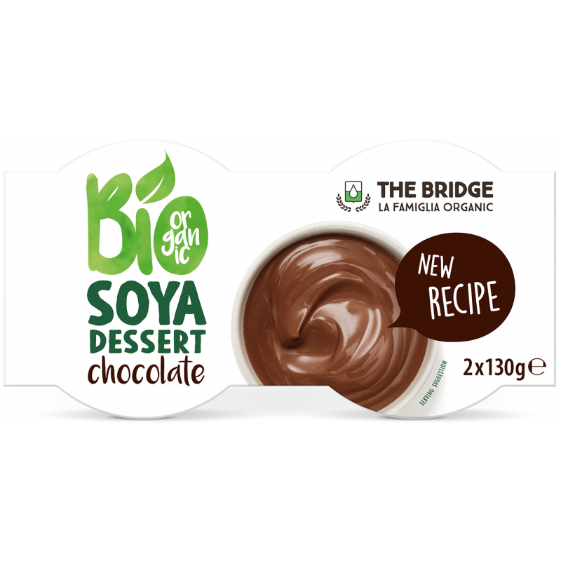 GLUTENFREIES BIO-SOJA-DESSERT MIT SCHOKOGESCHMACK (2 x 130 g) 260 g – THE BRIDGE MHD: 10-2026