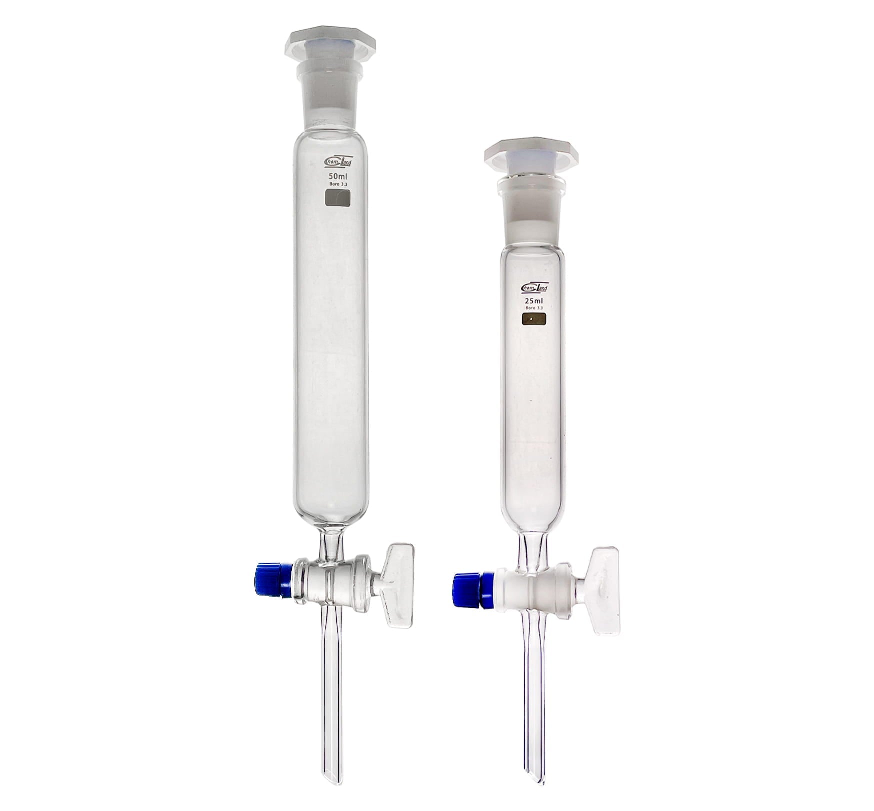 Zylindrischer Verteiler mit Glasverschluss, 25 ml, WARCHEM, chemisches Zubehör für präzise Flüssigkeitsverteilung