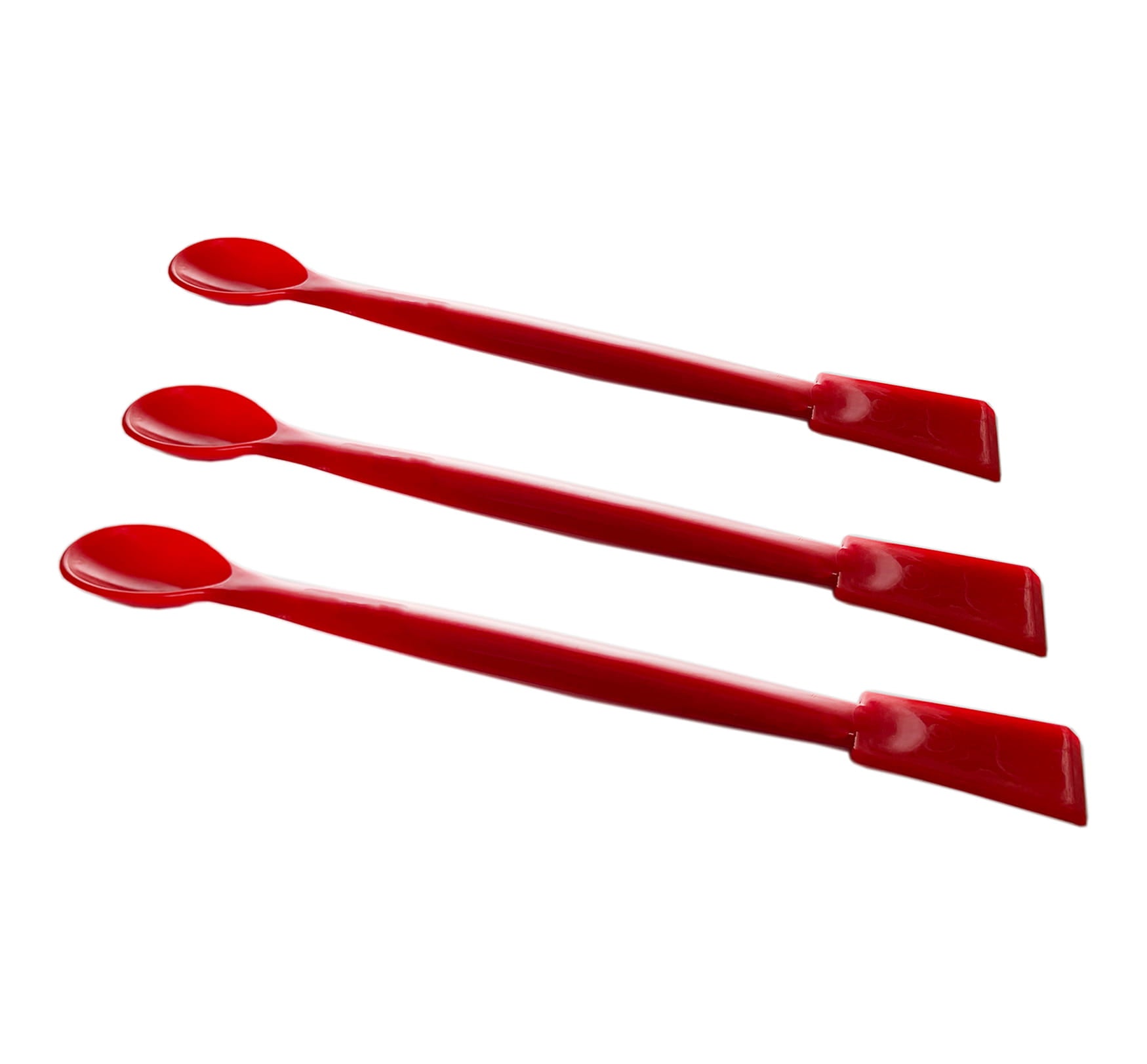Roter PP Löffel-Spachtel von WARCHEM, 150 mm lang, mit robustem Kunststoffgriff und stabilem Spachtelblatt.