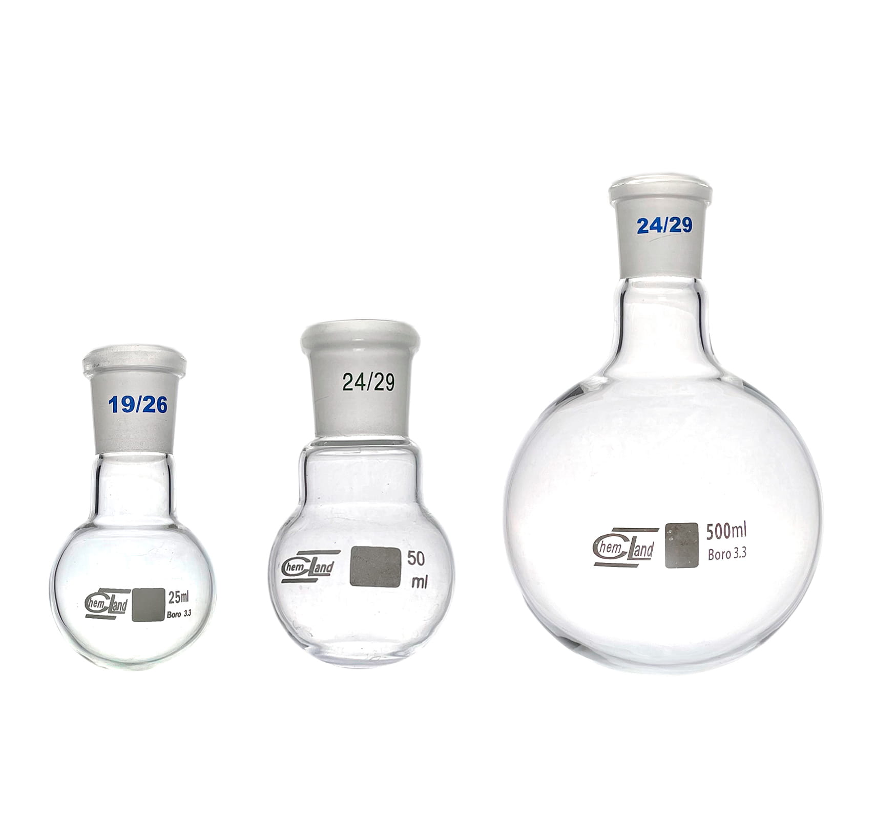 Rundbodenkolben mit Verbindung von Warchem, 5 ml, chemisches Laborgerät für präzise Flüssigkeitsmessung.