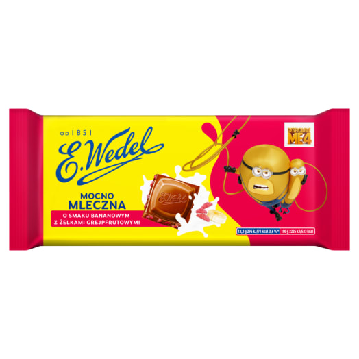 E.WEDEL KRÄFTIGE MILCHSCHOKOLADE MIT BANANENGESCHMACK MIT GRAPEFRUIT-GUMMI 80 G - Biolaboratorium