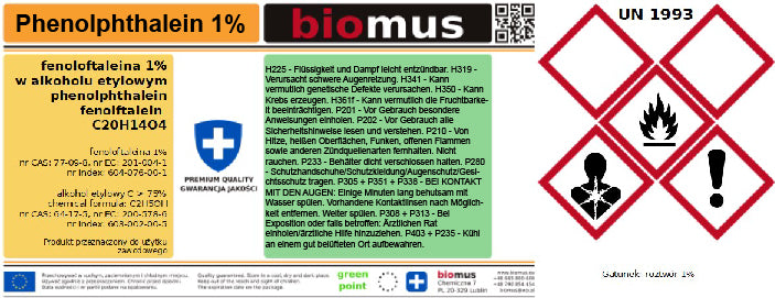 PHENOLOPHTHALEIN RR 1% PH-Indikator 1 L BIOMUS - Biolaboratorium
