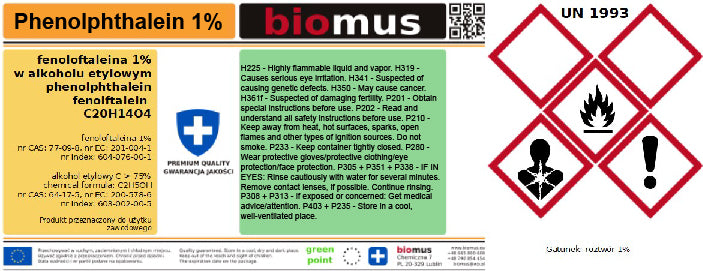 PHENOLOPHTHALEIN RR 1% PH-Indikator 1 L BIOMUS - Biolaboratorium