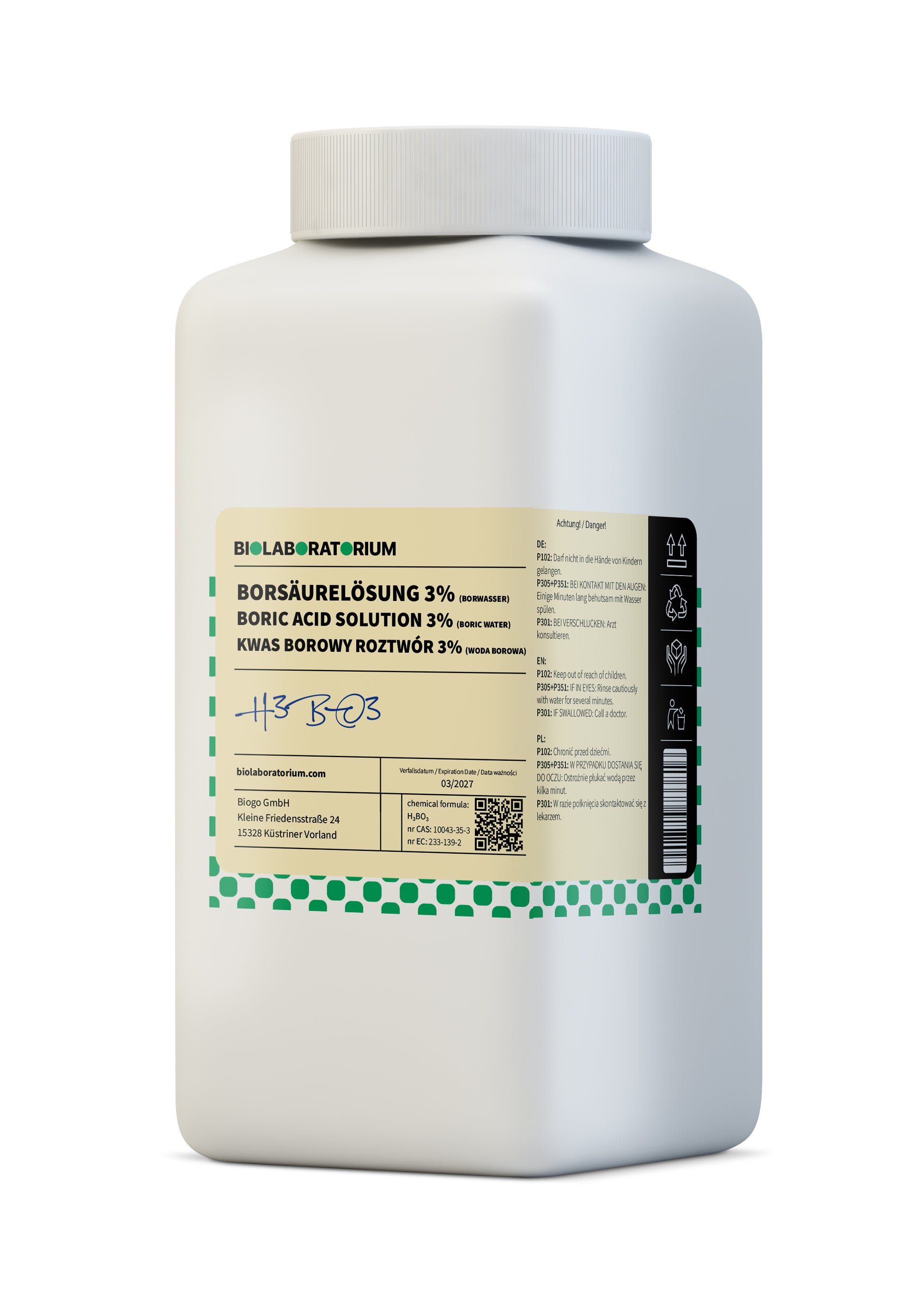 Borsäurelösung 3% (Borwasser) - 100ml BIOLABORATORIUM - Biolaboratorium