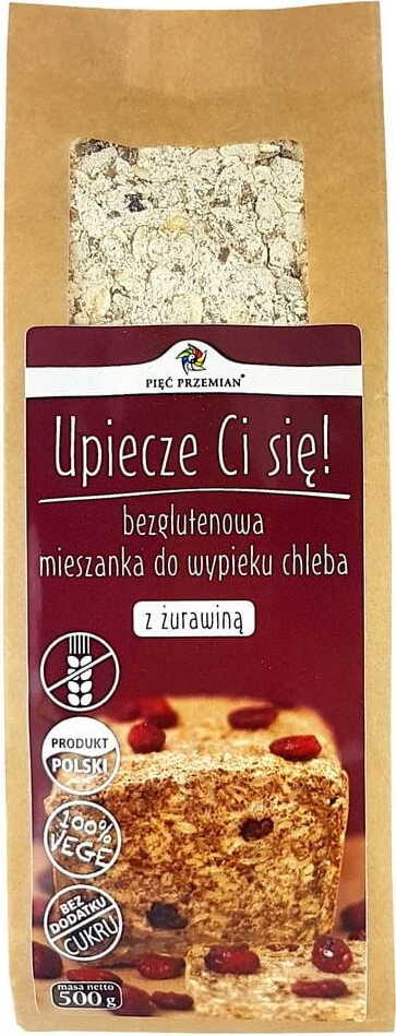 Glutenfreie Brotbackmischung mit Preiselbeeren, 500 g, „Pięć Przemian“ MHD: 11-2026