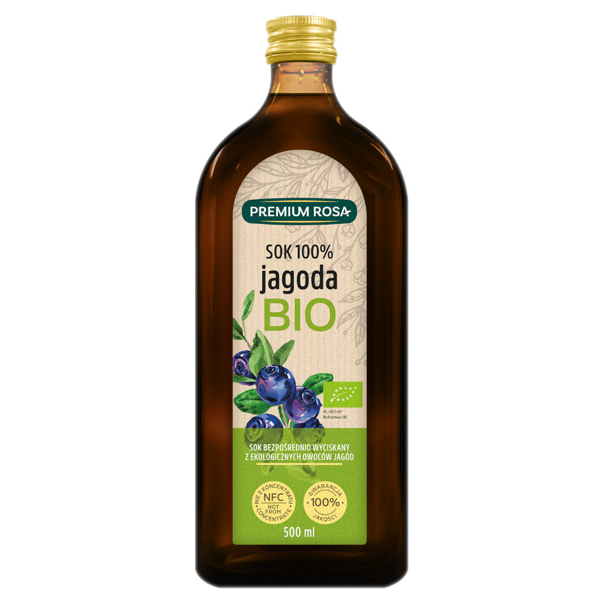 Heidelbeersaft 100% BIO 500ml PREMIUM ROSA - Biolaboratorium