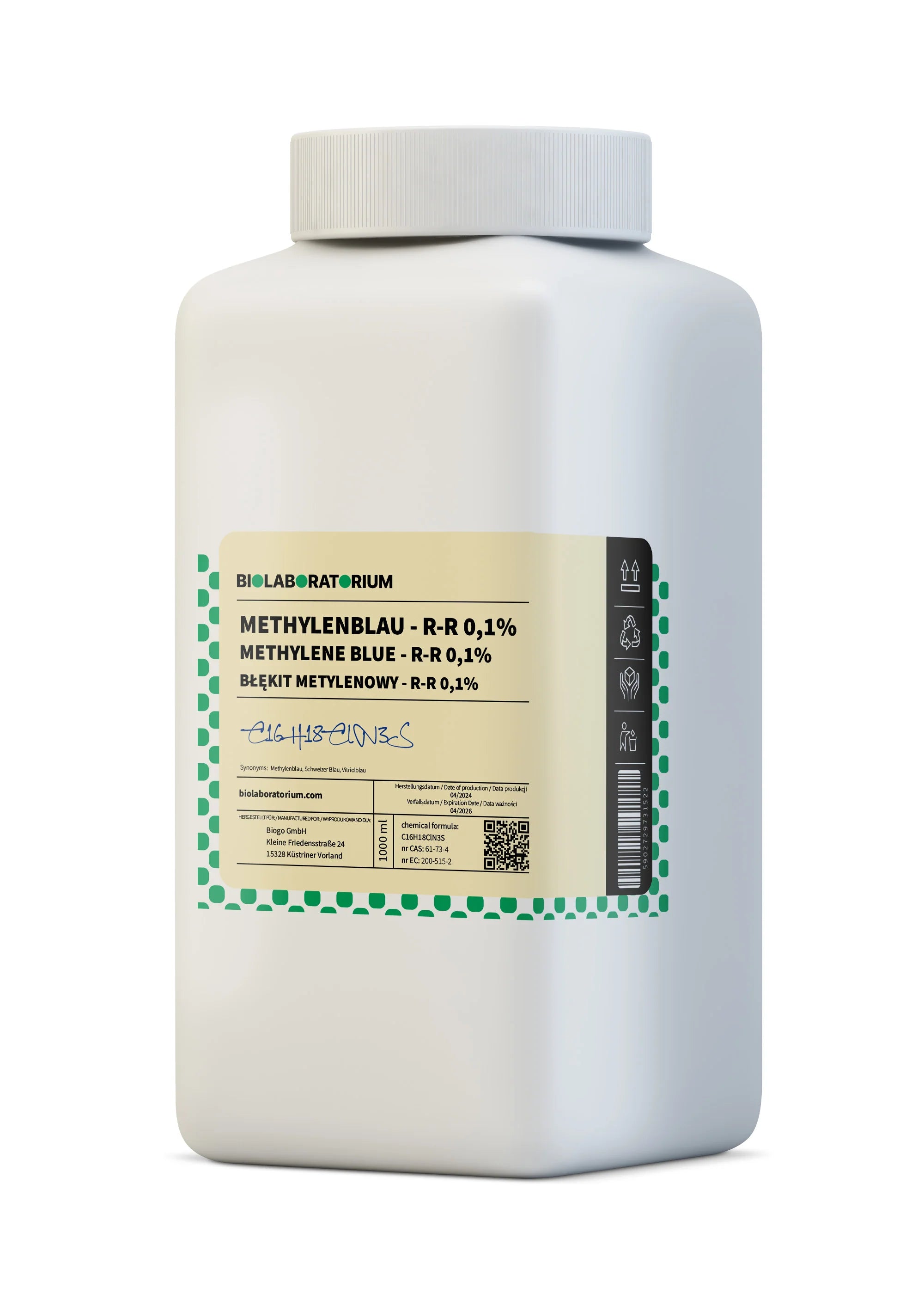 METHYLENBLAU Lösung 0,1 % – rein 100 ml BIOLABORATORIUM - Biolaboratorium