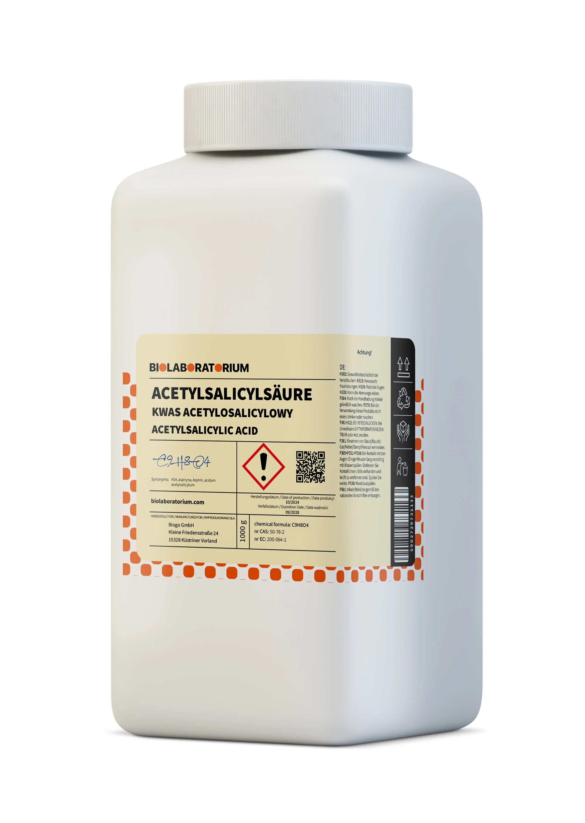 Acetylsalicylsäure Aspirin c9h8o4 3kg BIOLABORATORIUM - Biolaboratorium