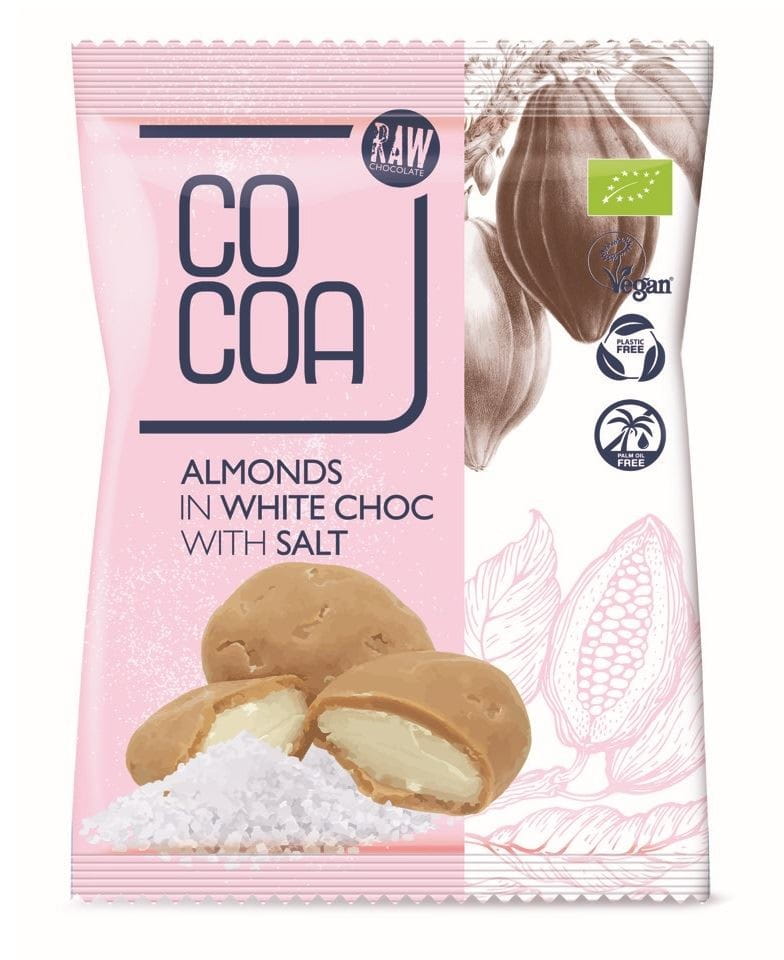 MANDELN IN WEISSER GLASUR MIT BIO-SALZ 70 g – COCOA MHD: 09-2026