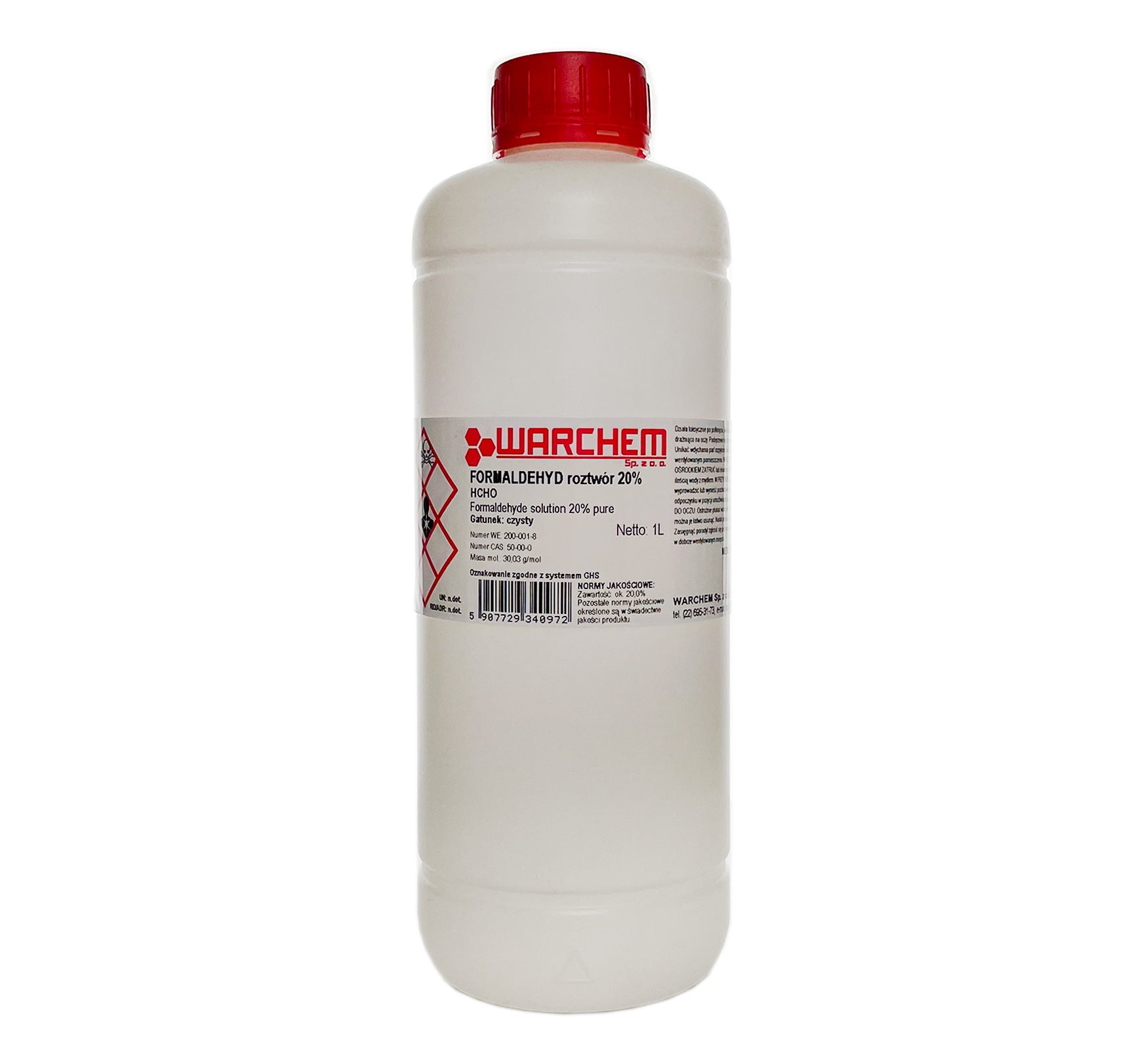 Reiniger Formaldehyd 20 % in 1-Liter-Flasche von Warchem, klare Flüssigkeit für chemische Anwendungen