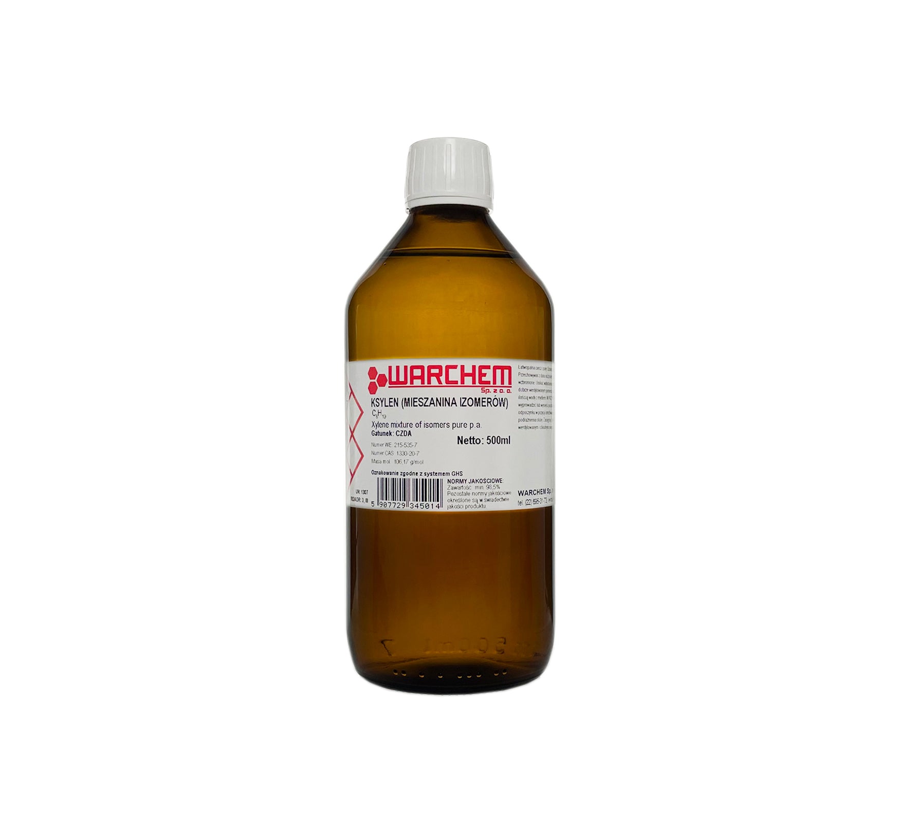 Flasche mit 500ml WARCHEM XYLOL Isomerengemisch in klarer Flasche, chemische Lösung zur industriellen Anwendung