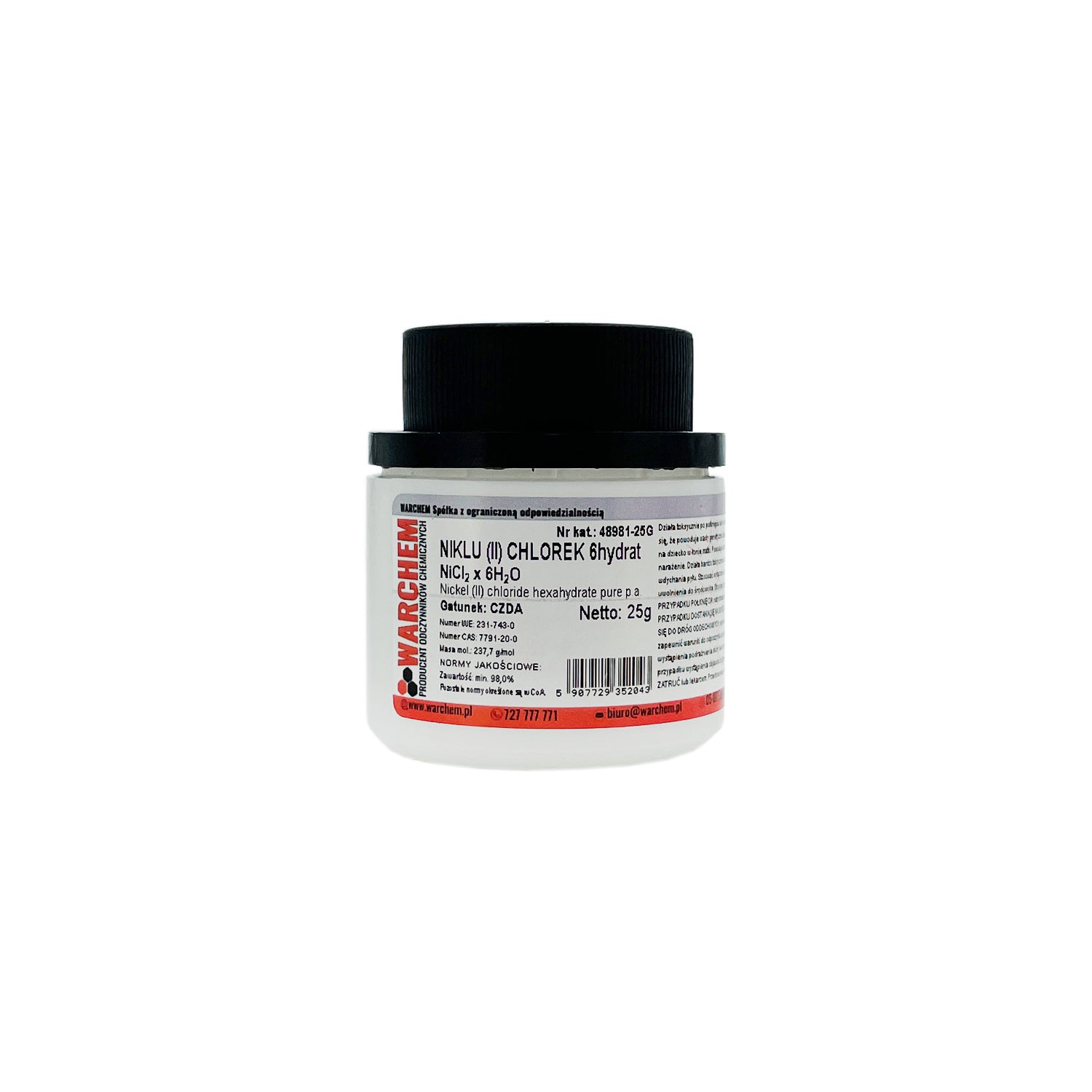 WARCHEM Nickel(II)-Chlorid 6-hydrat, 25g, chemische Verbindung in Kristallform, chemisches Produkt mit blauer Kristallfarbe