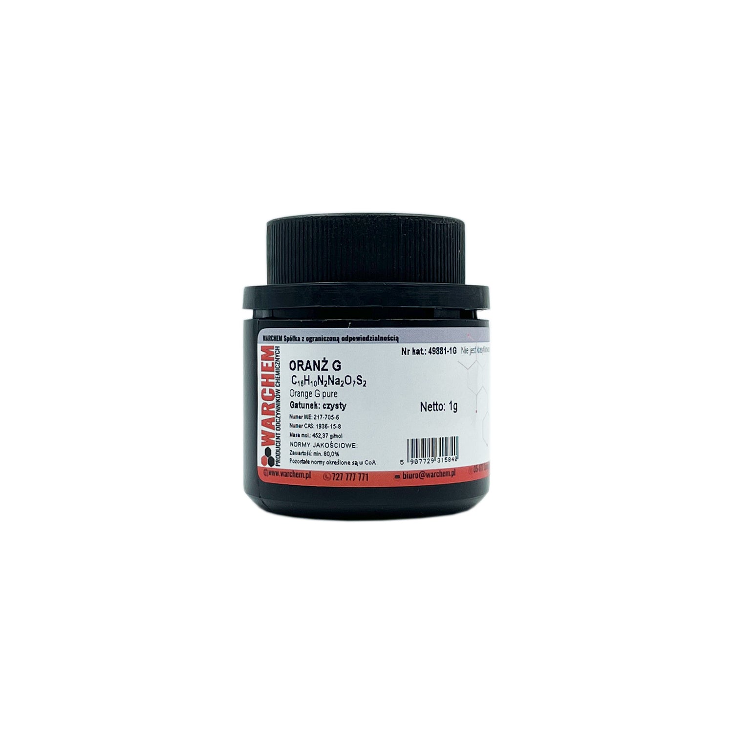 Orange G Rein 1g von WARCHEM, reines orangefarbenes Pigmentpulver in kleiner Verpackung, ideal für Farben und Kunstprojekte