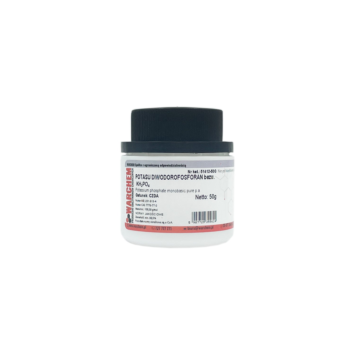 Reines Kaliumdihydrophosphat wasserfrei, 50g, WARCHEM, chemisches Reagenz in Kunststoffdose, chemische Substanz für Labore