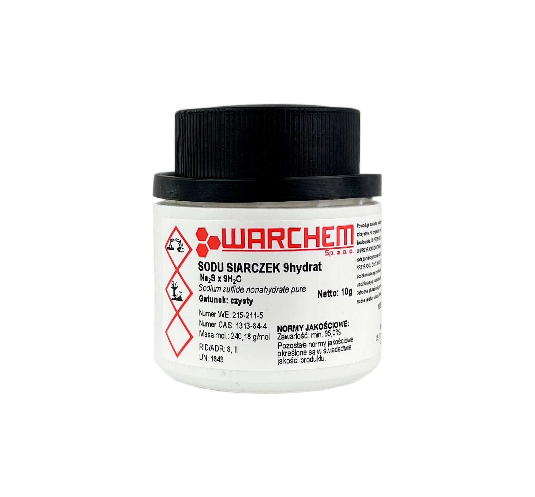 Reines Natriumsulfid 9-Hydrat in 10 g Packung von WARCHEM, ADR Produkt, chemische Substanz mit weißem Kristallpulver