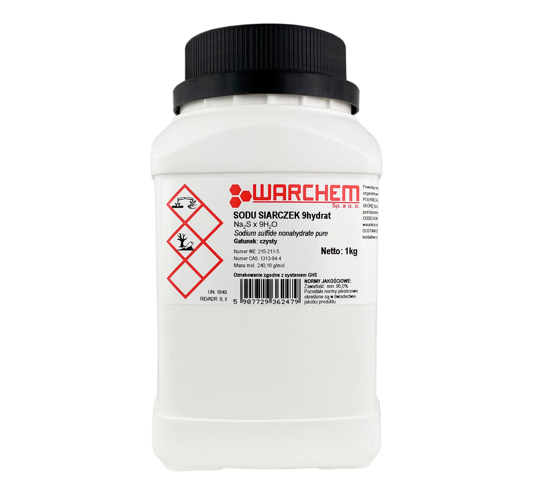Rein Natriumsulfid-9-Hydrat, 1 kg WARCHEM, ADR Produkt, chemisches Pulver, chemische Substanz, chemische Reagenz