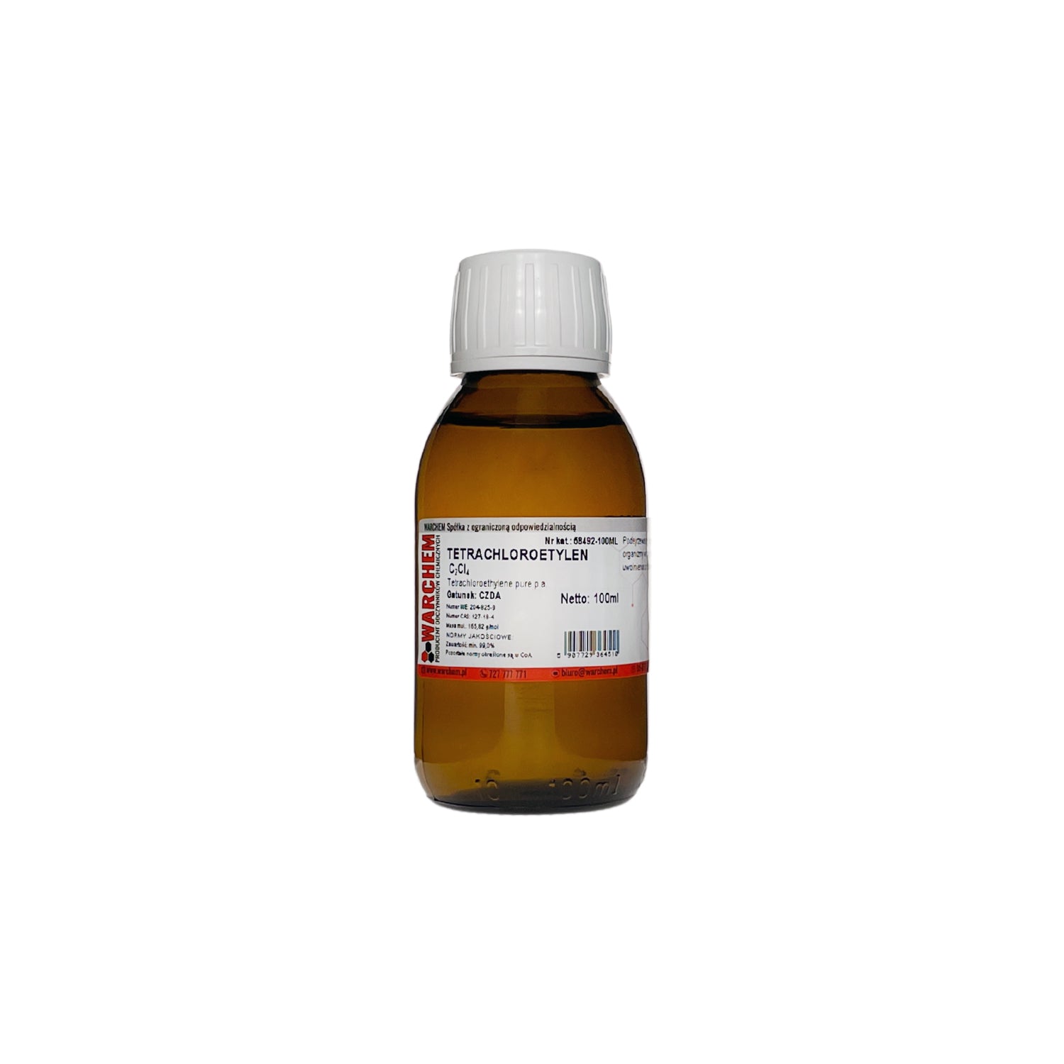 Rein TETRACHLORETHYLEN von WARCHEM in einer 100 ml Flasche, klare Flüssigkeit, geeignet für chemische Anwendungen