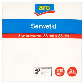ARO 3-LAGIGE WEIßE SERVIETTEN 33 X 33 100 STÜCK - Biolaboratorium