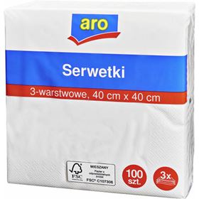 ARO 3-LAGIGE SERVIETTEN WEISS 40 CM X 40 CM 100 STÜCK - Biolaboratorium