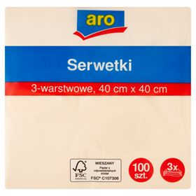 ARO 3-LAGIGE SERVIETTEN BEIGE 40 X 40 CM 100 STÜCK - Biolaboratorium