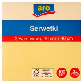 ARO 3-LAGIGE GELBE SERVIETTEN 40 X 40 CM 100 STÜCK - Biolaboratorium