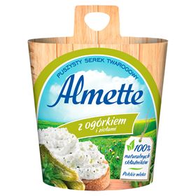 ALMETTE FLAUSCHIGER HÜTTENKÄSE MIT GURKE UND KRÄUTERN 150 G 6 STÜCK - Biolaboratorium