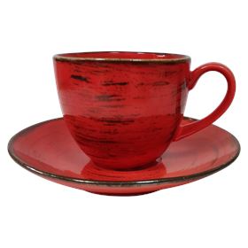 HORECA POLEN TASSE MIT UNTERTASSE NOSTA ROT 300 ML - Biolaboratorium