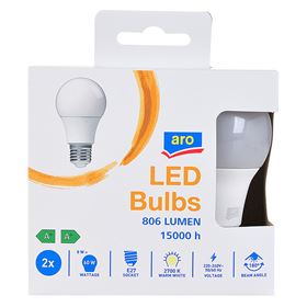 ARO LED A60 STD 8,5W E27 806LM 2700K 2 STÜCK - Biolaboratorium