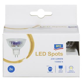 ARO LED-SPOTLIGHT GU5.3 3W 12V 230LM 2700K 2 STÜCK - Biolaboratorium