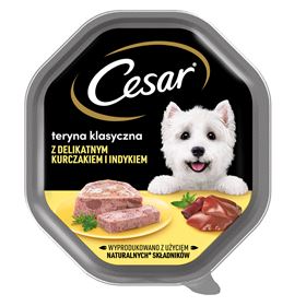 CESAR NASSFUTTER FÜR HUNDE KLASSISCHES TERINE MIT ZARTEM HÜHNCHEN UND TRUTHAHN 150 G - Biolaboratorium