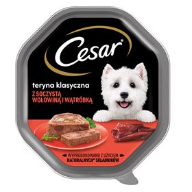 CESAR NASSFUTTER FÜR HUNDE TERRY CLASSIC MIT SAFTIGEM RIND UND LEBER 150 G - Biolaboratorium