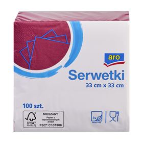 ARO 3-LAGIGE SERVIETTEN BURGUND 33 X 33 CM 100 STÜCK - Biolaboratorium