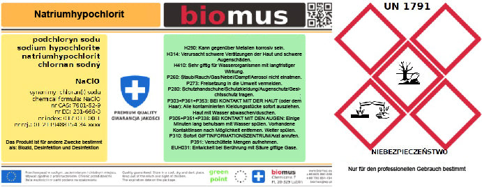 Natriumhypochlorit 1L BIOMUS - Biolaboratorium