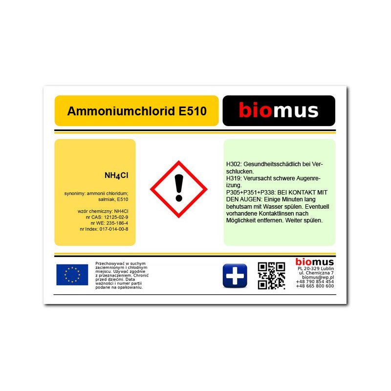 Ammoniumchlorid 5kg BIOMUS - Biolaboratorium