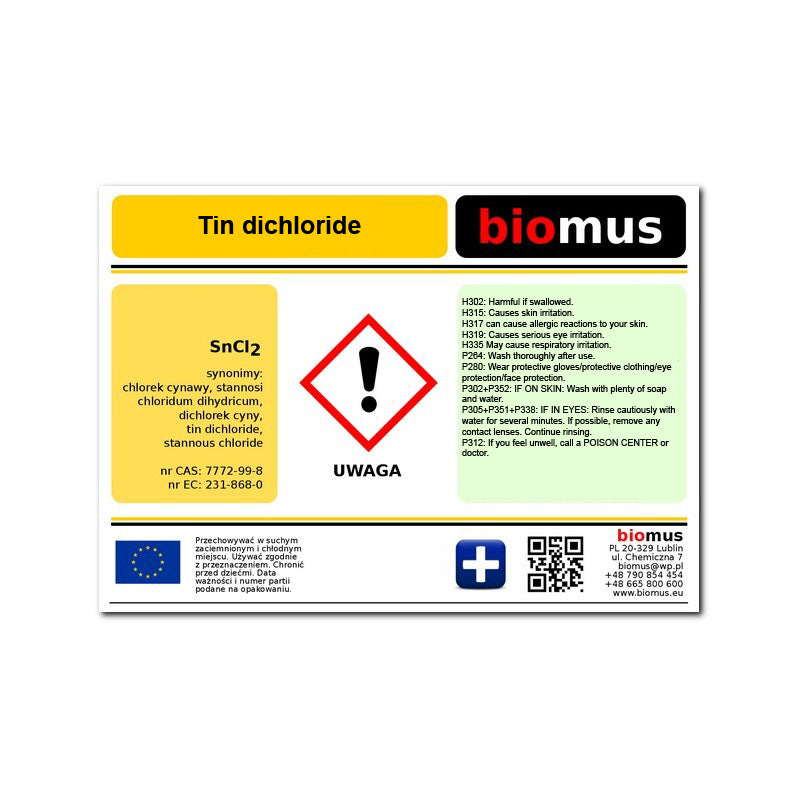 Zinnchlorid. Wasserfrei 1kg BIOMUS - Biolaboratorium