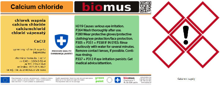 Wasserfreies Calciumchlorid. Reine 25 kg BIOMUS - Biolaboratorium