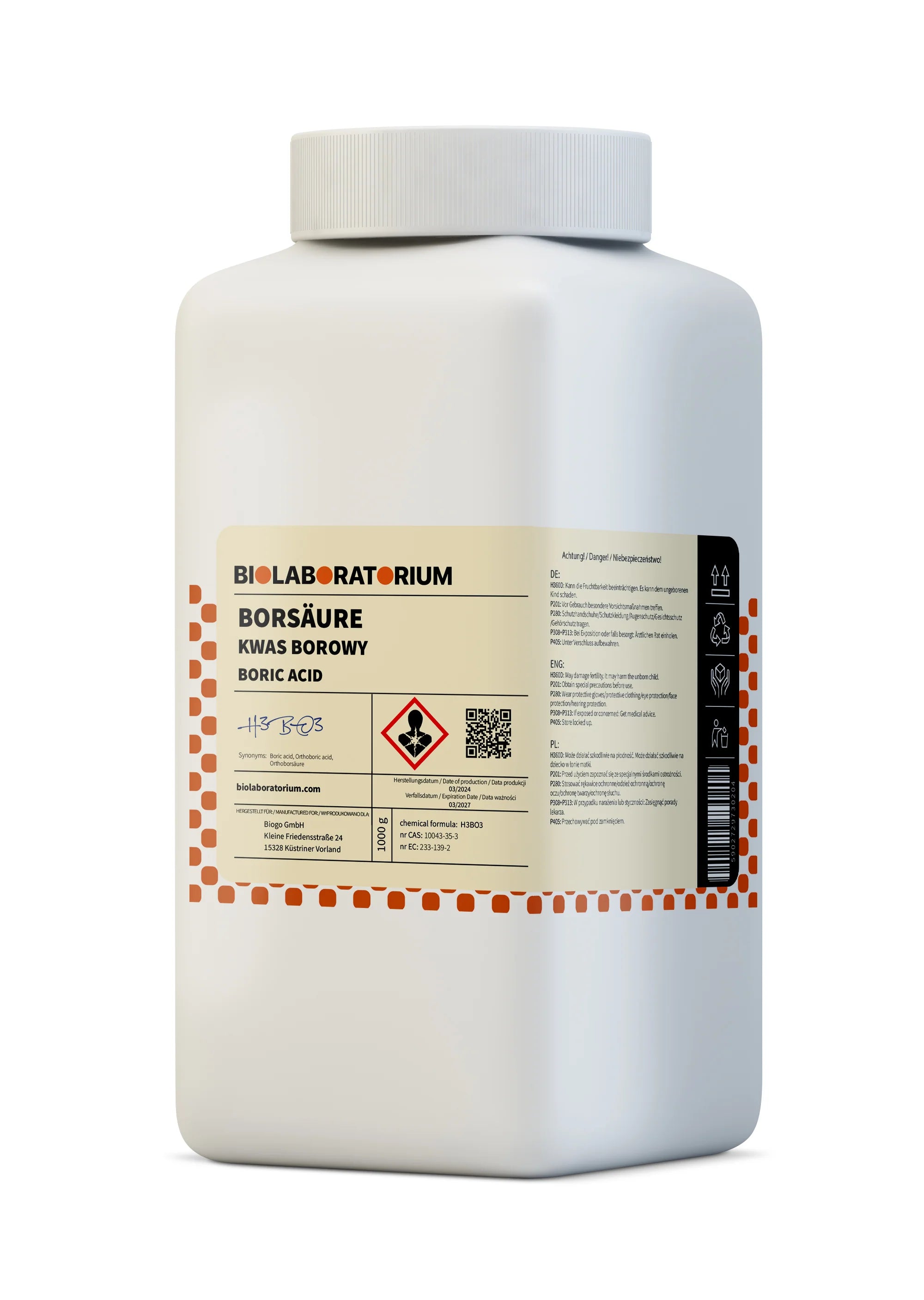 Borsäure 25kg BIOLABORATORIUM - Biolaboratorium