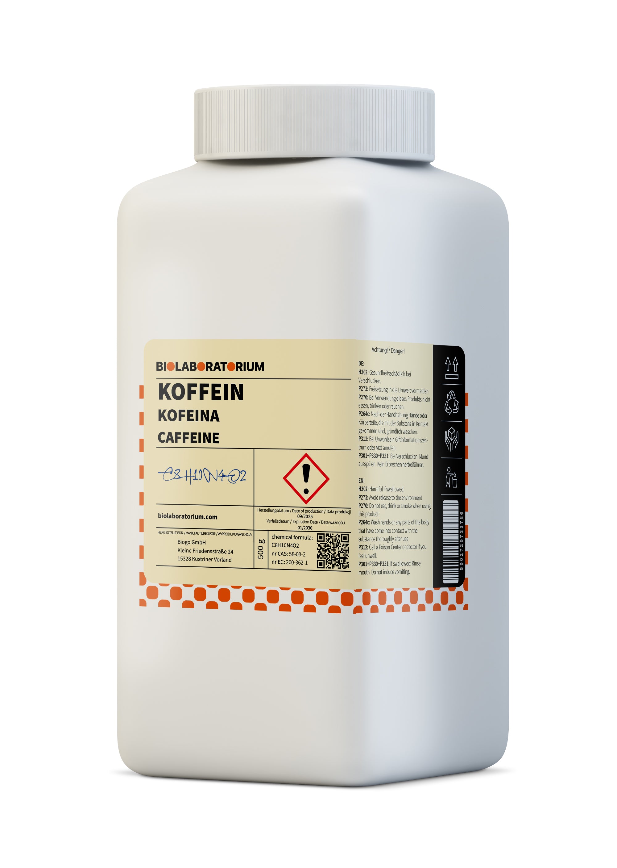 Wasserfreies Koffein Coffeinum 100g BIOLABORATORIUM - Biolaboratorium