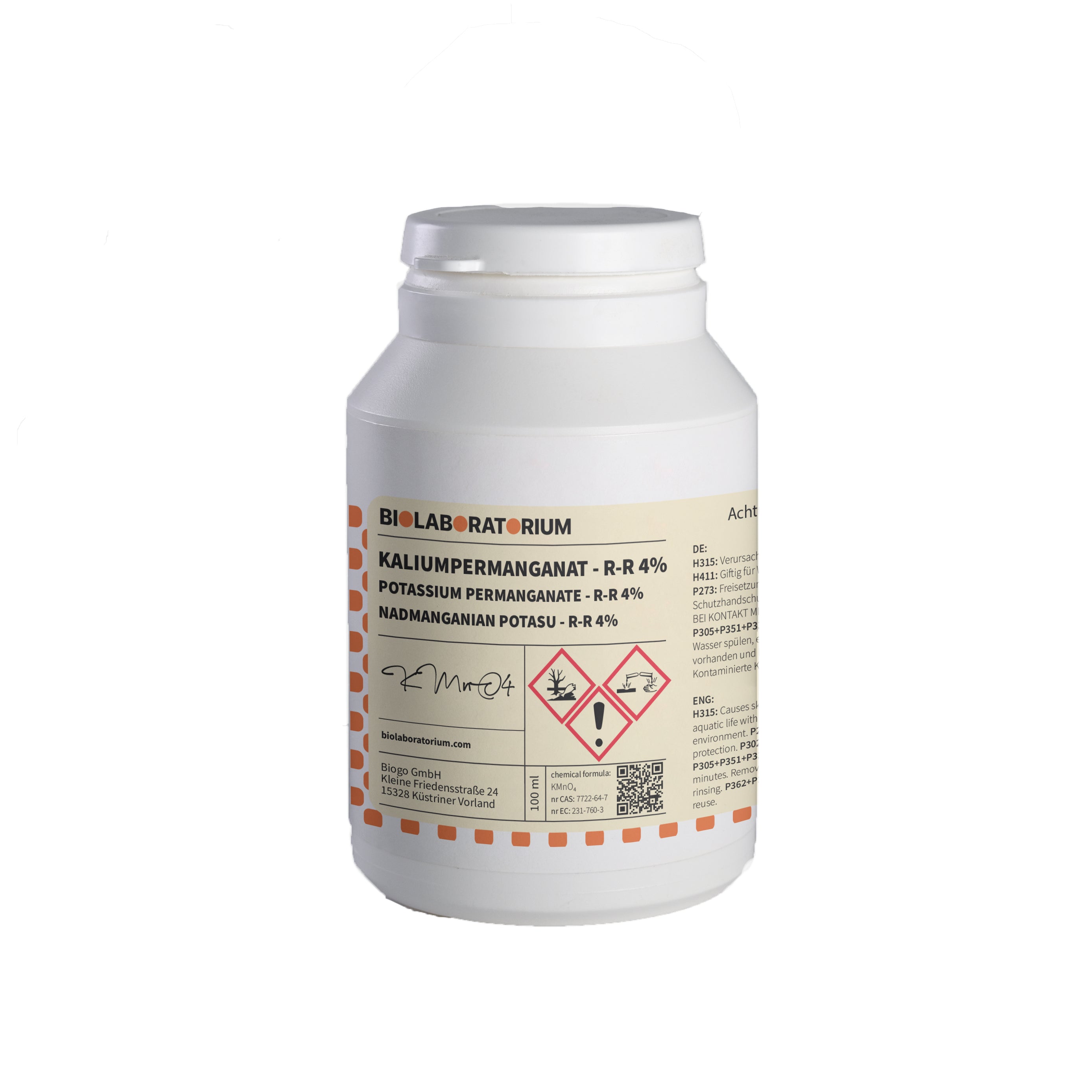 Kaliumpermanganatlösung 4% - rein 500ml BIOLABORATORIUM - Biolaboratorium