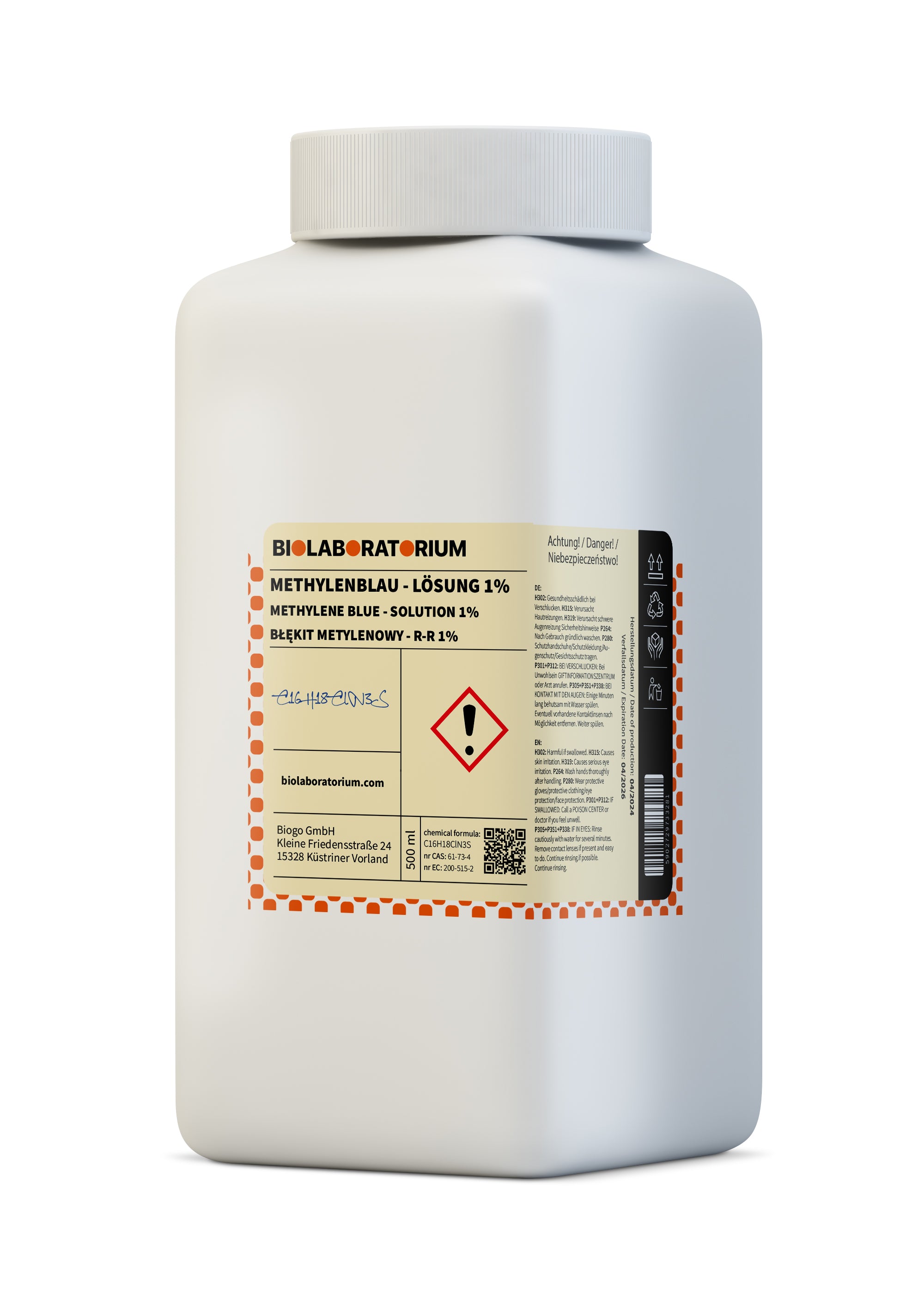 Methylenblaulösung 1% - rein 1000 ml BIOLABORATORIUM - Biolaboratorium