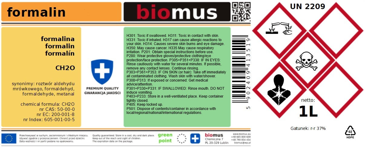 Formalin 25kg BIOMUS - Biolaboratorium
