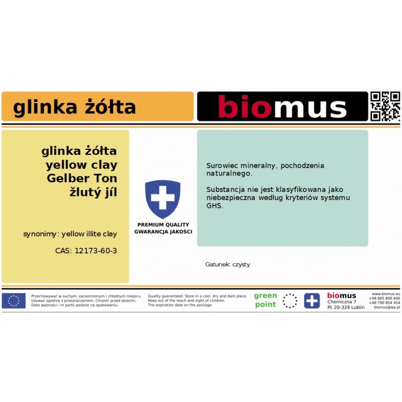 Gelber Ton 3kg BIOMUS - Biolaboratorium
