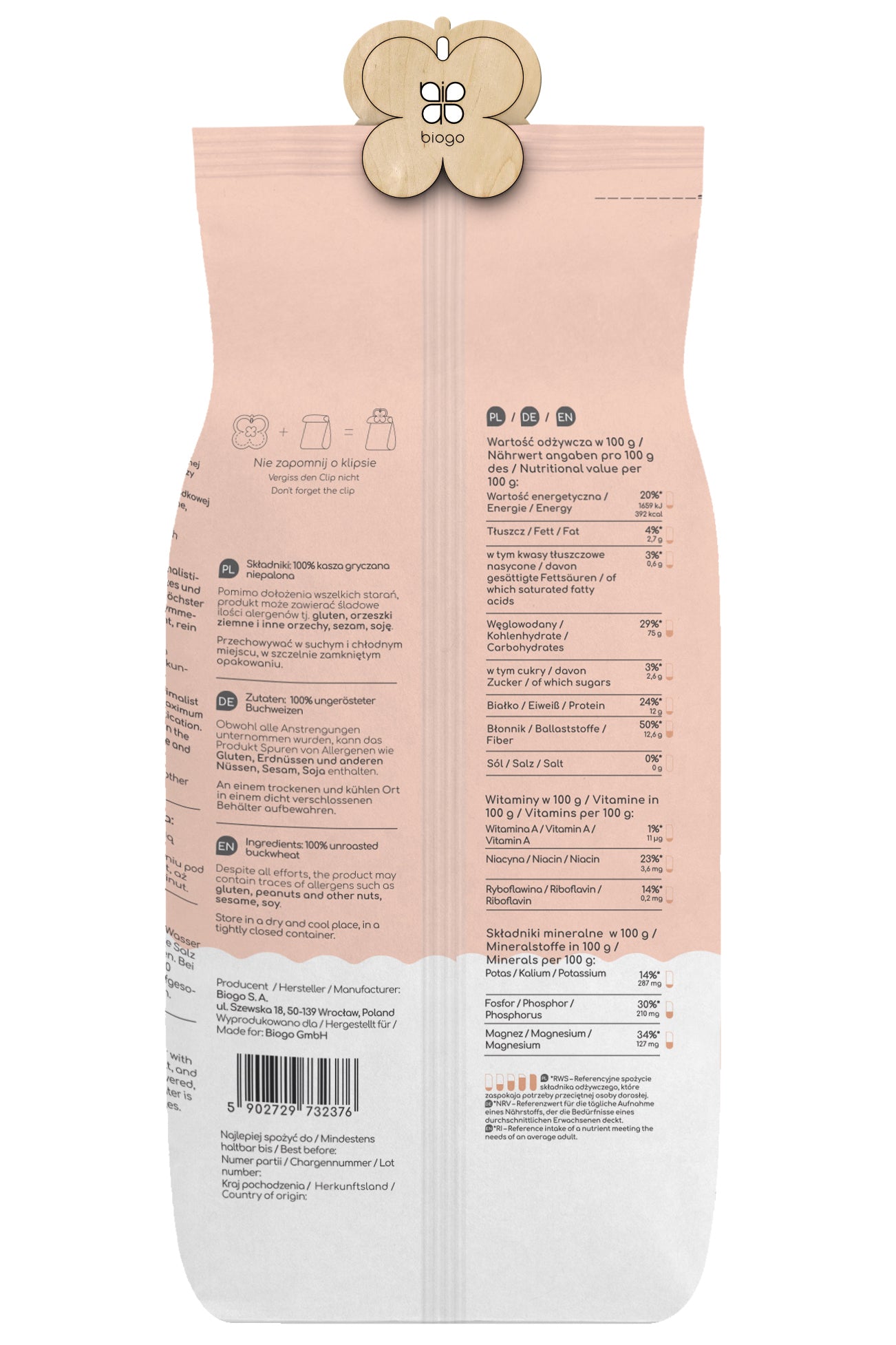 Ungeschälte Buchweizengrütze 1 kg BIOGO - Biolaboratorium