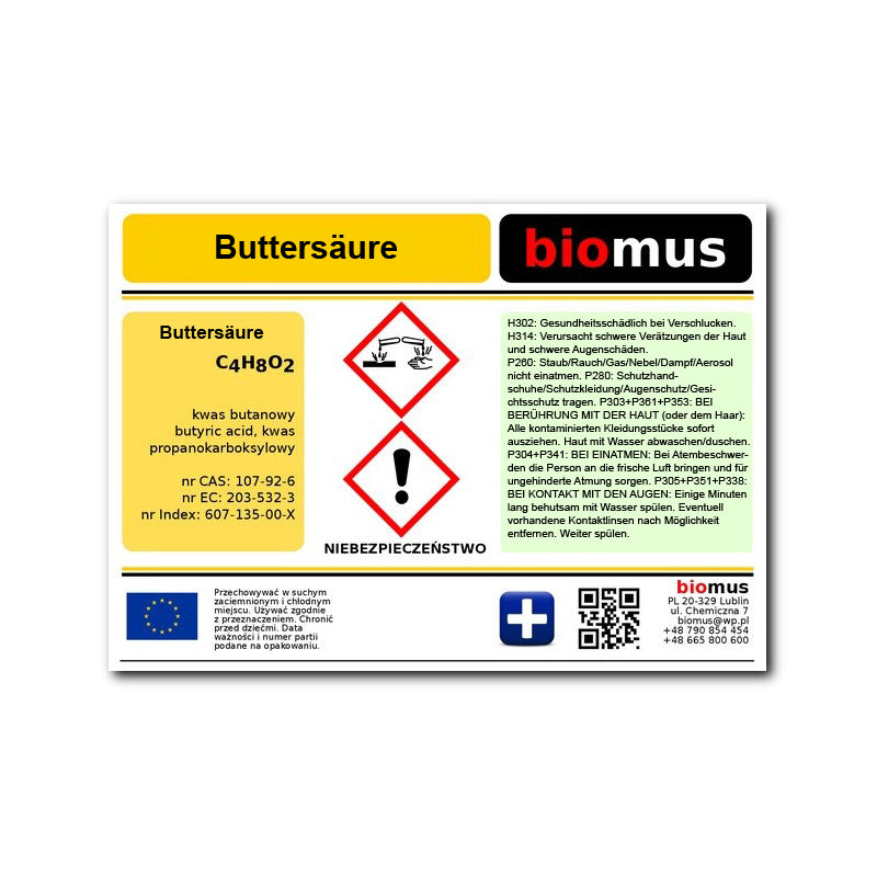 Buttersäure 100ml BIOMUS - Biolaboratorium