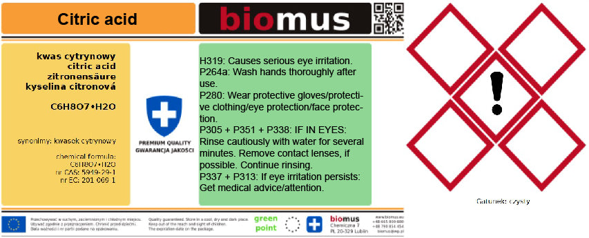 Zitronensäure 25kg BIOMUS - Biolaboratorium