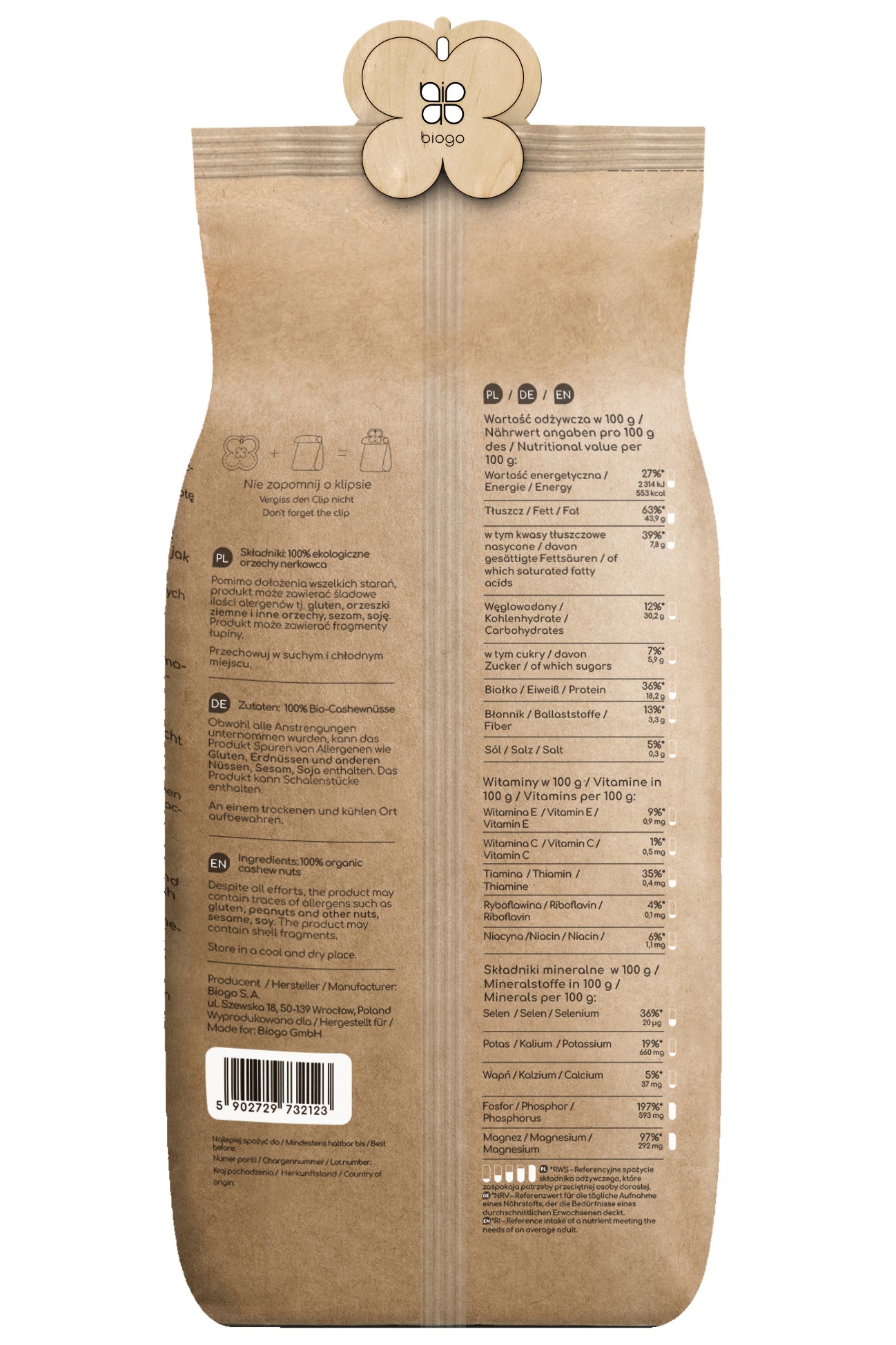 Cashewkerne bio 1 kg BIOGO - Biolaboratorium