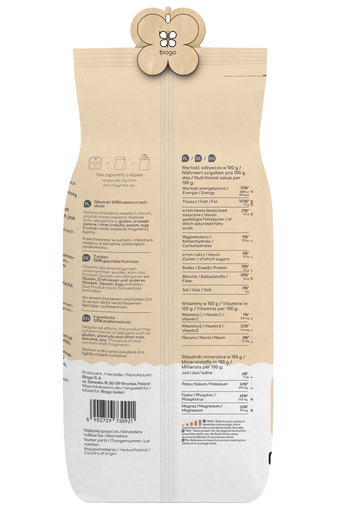 Walnüsse 800 g BIOGO - Biolaboratorium