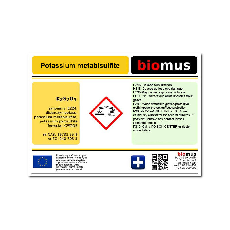 Kaliummetabisulfit E224 5kg BIOMUS - Biolaboratorium
