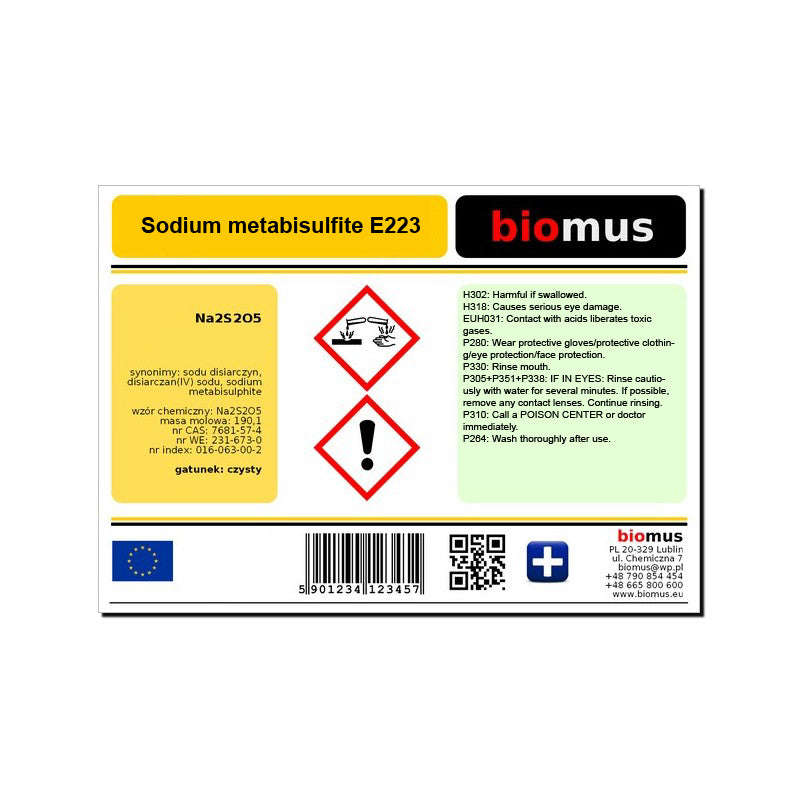 Natriummetabisulfit E223 25kg BIOMUS - Biolaboratorium